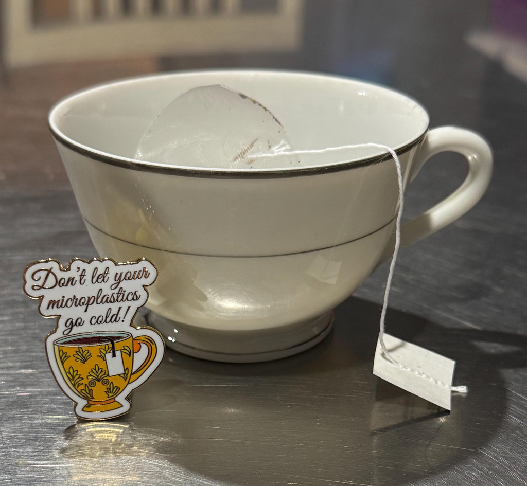 Don’t let your microplastics go cold! - Original Design Enamel Pin