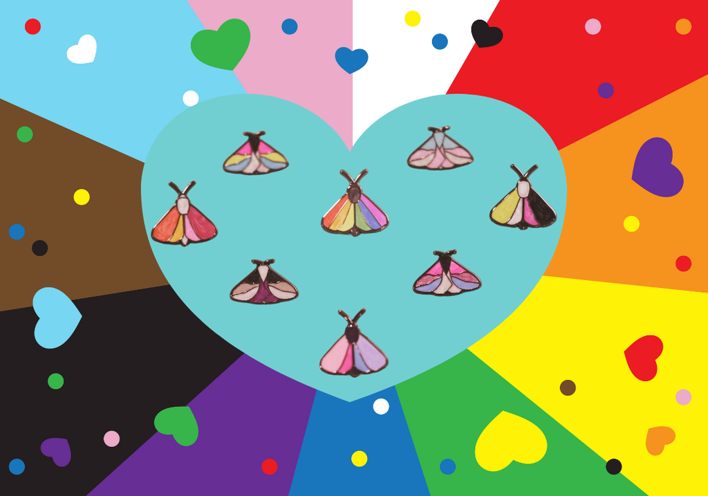 Pearl Pride Flag Moth Enamel Pins - Blinque's Original Design