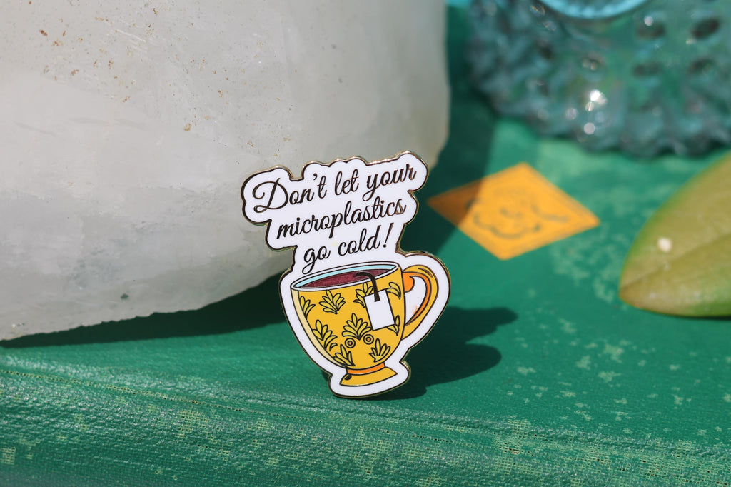Don’t let your microplastics go cold! - Original Design Enamel Pin