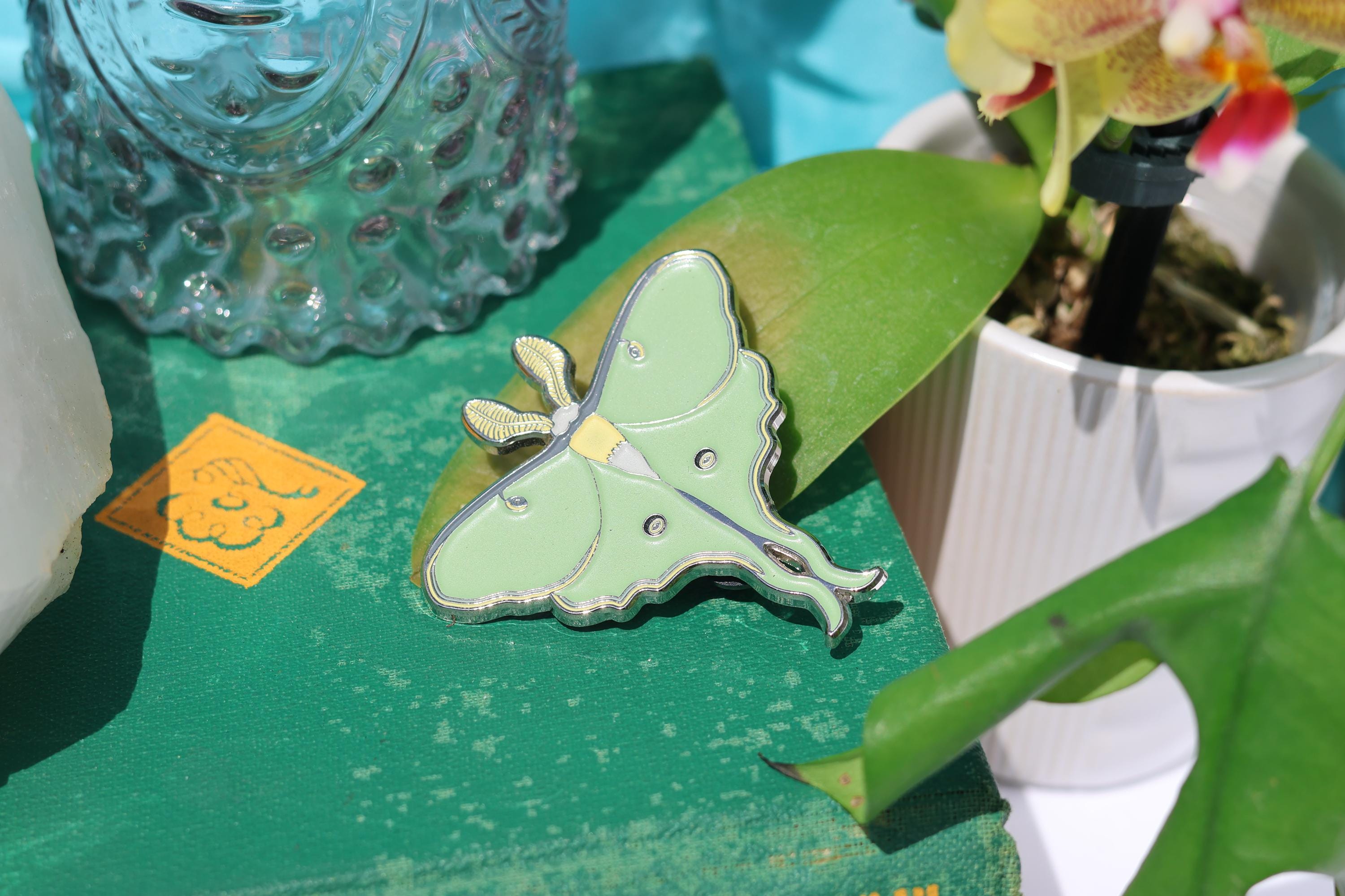Glow-in-the-Dark Luna Moth Enamel Pin