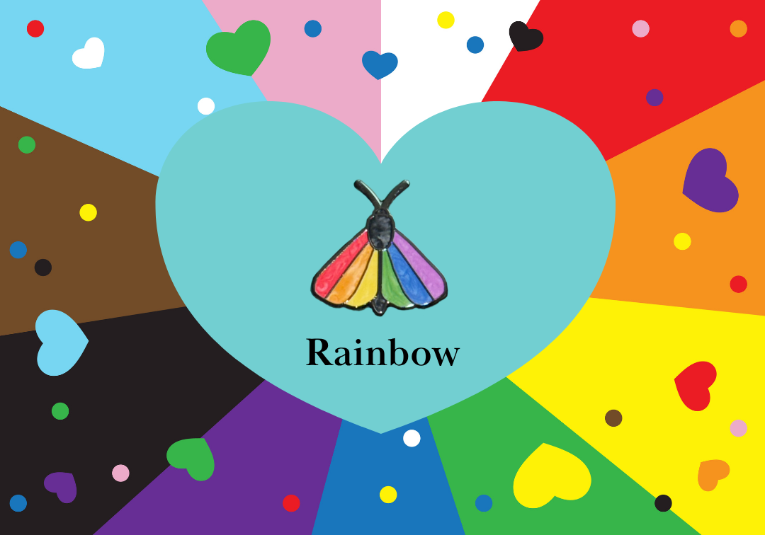 Pearl Pride Flag Moth Enamel Pins - Blinque's Original Design