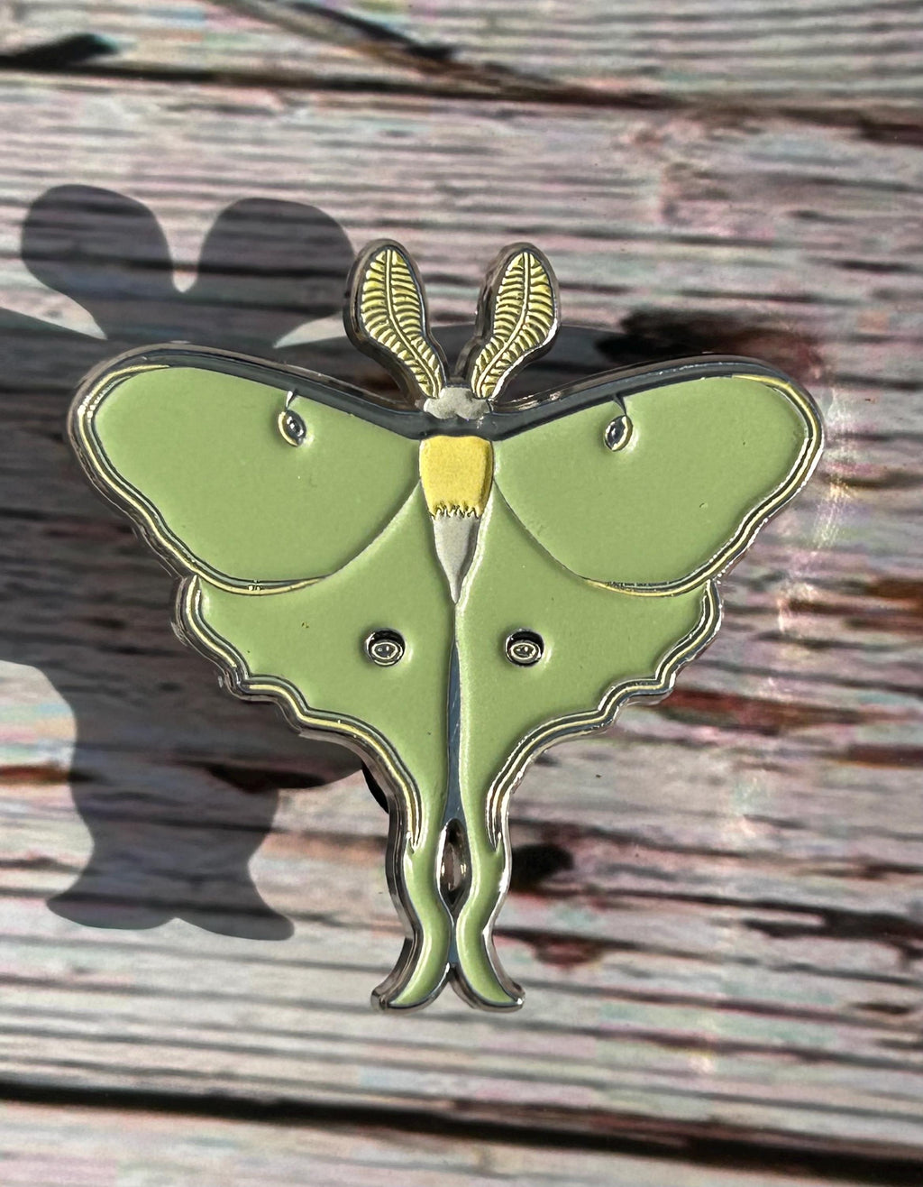 Glow-in-the-Dark Luna Moth Enamel Pin