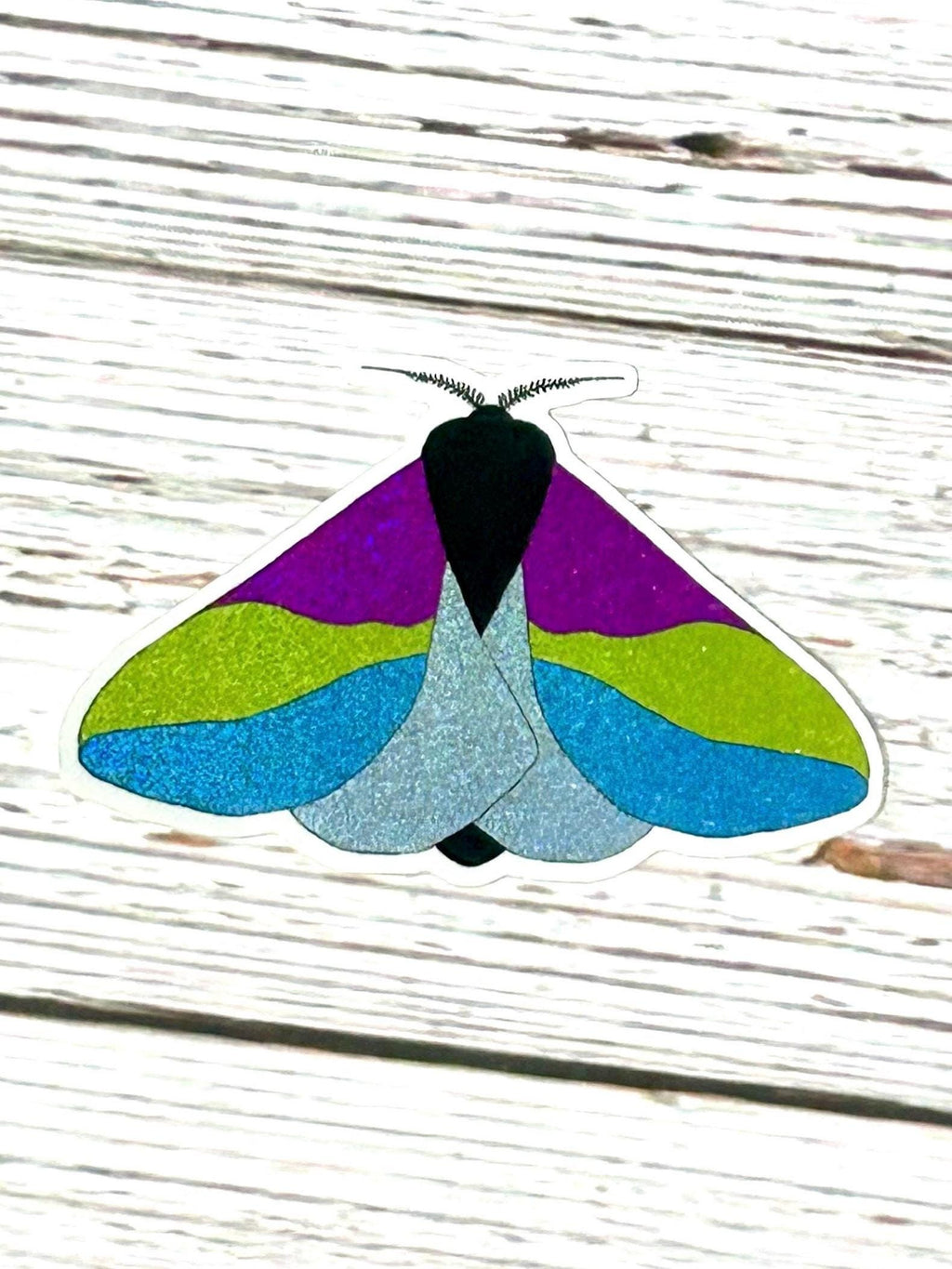 Holographic Pride Flag Moth Stickers