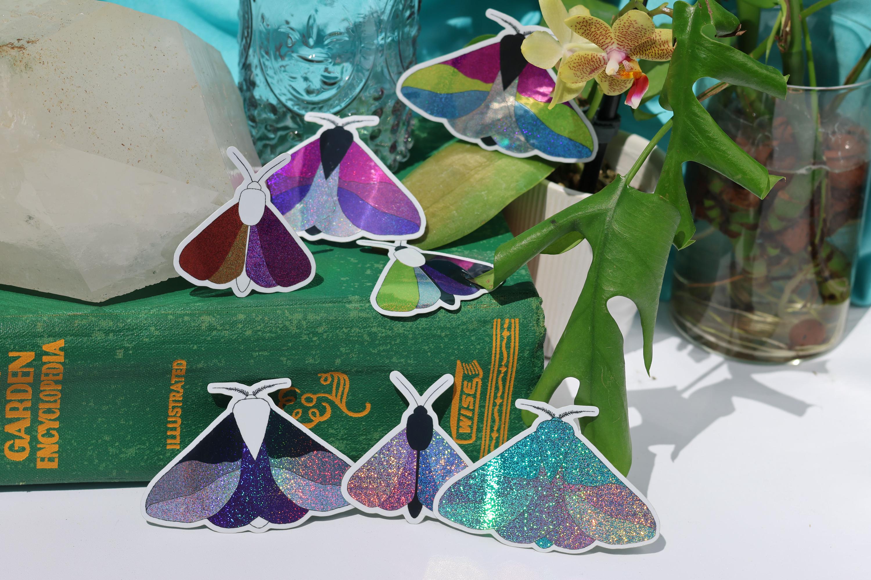 Holographic Pride Flag Moth Stickers
